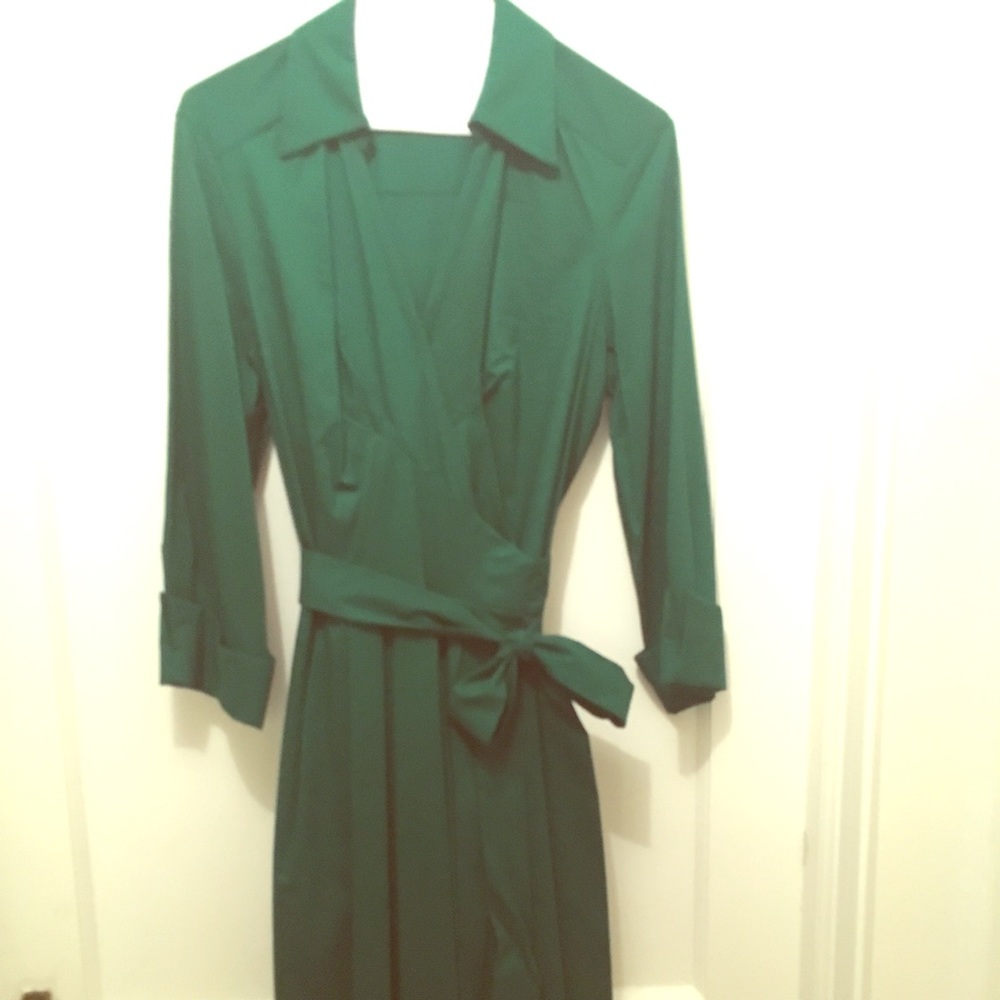Emerald Fit and Flare Wrap Cocktail Dress